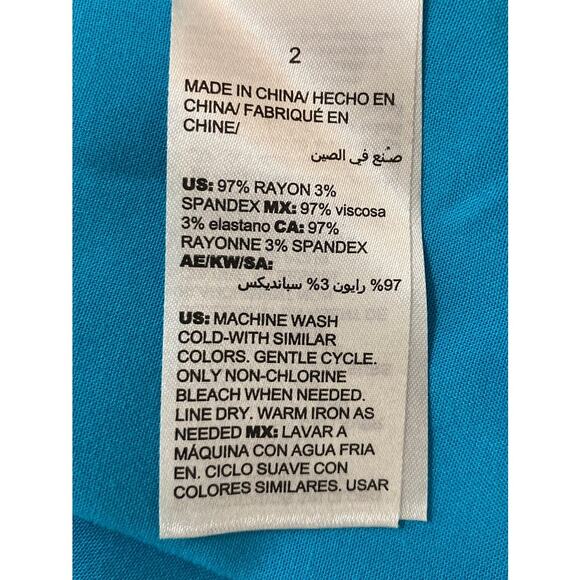 Chico's size 2 Large Blue Asymmetric Hem Button Up Tunic Tie Sleeve Lagenlook - Picture 7 of 7